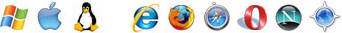 windows, Mac, Linux, Explorer, Firefox, Safari, Opera, Netscape, Camino